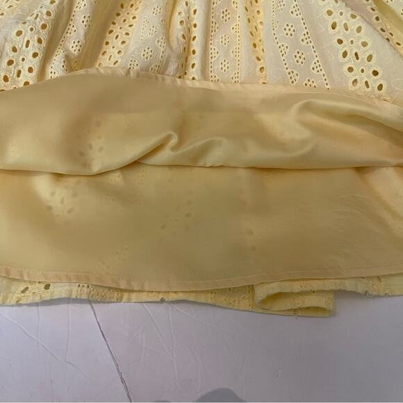 LC Lauren Conrad Yellow Eyelet Lace Cotton Dress Size 2 - Picture 9 of 14